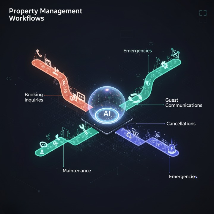 Automated workflow diagram showing seamless property management operations