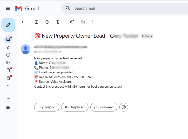 Prospect Lead notification example
